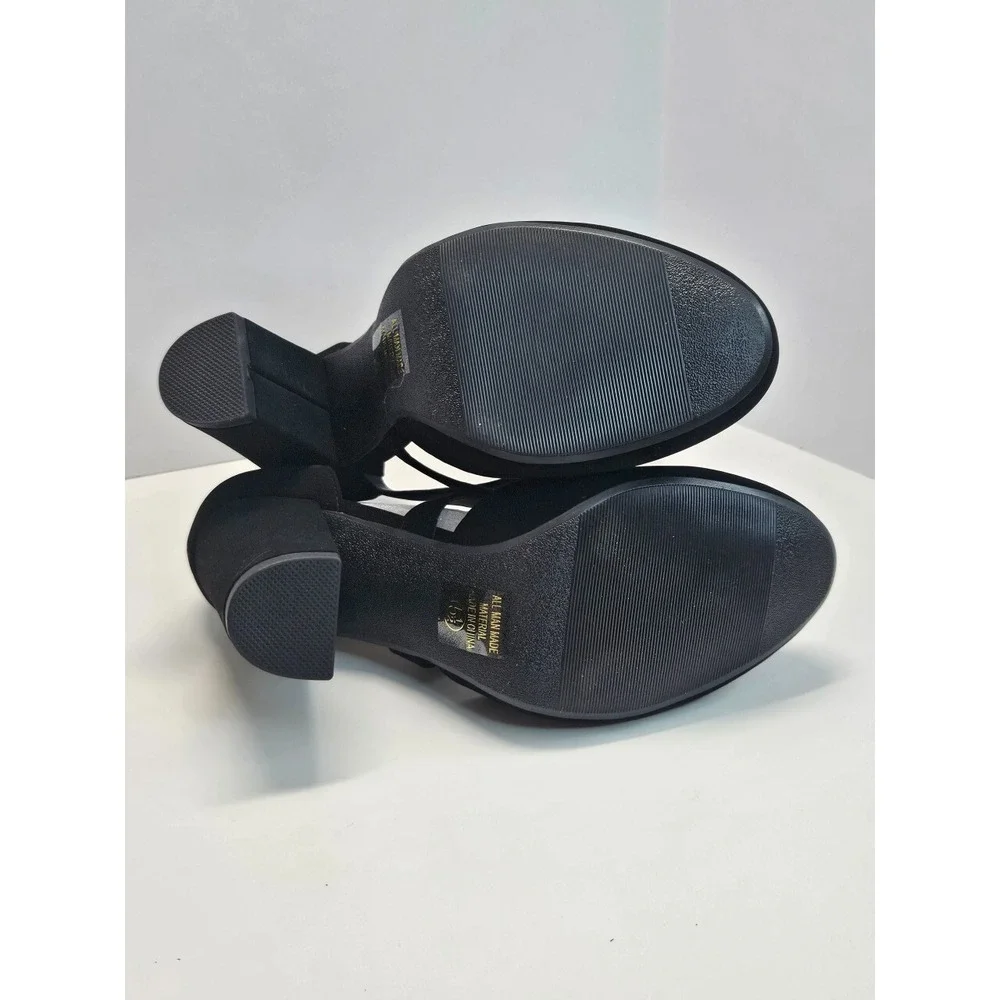 Pumps Chunky Heels Black Nubuck Suede Ankle Strappy With Buckle Women Size‎ 5.5